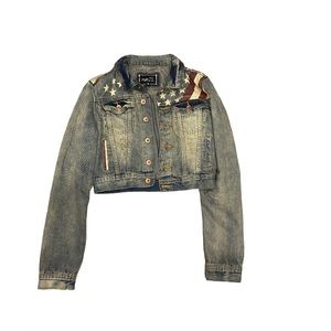 Jean jacked with flag on it